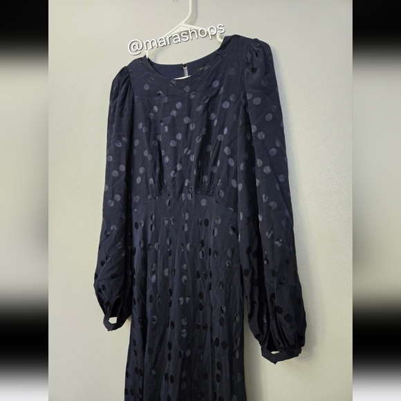 Ted Baker Livela Spot Jacquard Midi Dress, Navy Blue - Picture 4 of 9